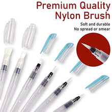 Load image into Gallery viewer, Water Brush Pens by DUGATO, Set of 6 Aqua Pen Painting Brushes with Broad & Detailed Tiny Tip Nylon, Refillable Water Brush Pens for Coloring, Art, Painting, Lettering