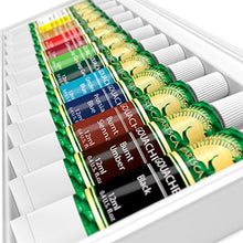 Load image into Gallery viewer, Gouache Paint Set - 12 x 12ml Tubes - Artist Quality Colors for Art on Watercolor Paper, Illustration Board, Artboard & Masonite - Includes Black and White - Professional Supplies by MyArtscape™