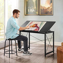 Load image into Gallery viewer, YAHEETECH 47"x 24" Drafting Table Drawing/Crafting Table/Desk Art Desk for Artists Tilting Tabletop Basic Drawing Painting Writing Station Studying Desk with Adjustable Tabletop & Pencil Ledge Black