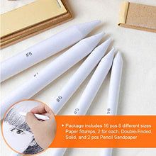Load image into Gallery viewer, LEOBRO 16 Pcs Blending Stumps and Tortillions Set Sketch Drawing Tools with 2 Pcs Sandpaper Pencil Pointer Shipping by FBA