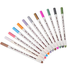 Load image into Gallery viewer, Sunshilor Metallic Markers Fine Point Metallic Marker Pens for Black Paper, Art Rock Painting, Easter Egg, Halloween Pumpkin, Card Making, Metal, Ceramics, Wine Glass, Set of 12