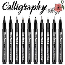 Load image into Gallery viewer, Morfone 10 Size Hand Lettering Pens Calligraphy Brush Pens Black Ink Markers Set Art Kit for Beginners, Hand Writing, Drawing, Sketching, Journaling, Illustrations