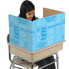 Load image into Gallery viewer, Really Good Stuff Privacy Shields for Student’s Desks – Desk Shield Keeps Their Eyes on Their Own Test/Assignments –Blue with Motivational Messages (Set of 12)