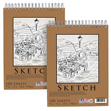 Load image into Gallery viewer, U.S. Art Supply 9" x 12" Premium Spiral Bound Sketch Pad, (Pack of 2 Pads) Each Pad has 100-Sheets, 60 Pound (100gsm) (Pack of 2 Pads)