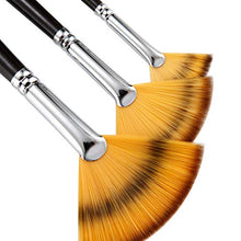Load image into Gallery viewer, Paint Brush Set Artist Fan Painting Brushes Wood Long Hands for Oil Acrylic Watercolor 3 Pcs