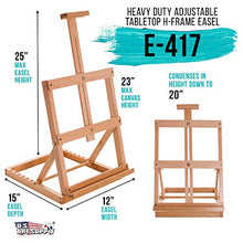 Load image into Gallery viewer, U.S. Art Supply Venice Heavy Duty Tabletop Wooden H-Frame Studio Easel - Artists Adjustable Beechwood Painting and Display Easel, Holds Up To 23" Canvas, Portable Sturdy Table Desktop Holder Stand
