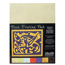 Load image into Gallery viewer, Black Ink Thai Mulberry Block Printing Paper Packs unbleached mulberry