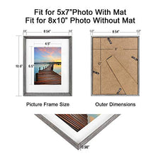 Load image into Gallery viewer, Sindcom 8x10 Picture Frame with High Definition Glass Face, Display Pictures 5x7 with Mat or 8x10 Without Mat, Rustic Photo Frames Collage for Wall or Tabletop Display,Set of 3,Light Grey