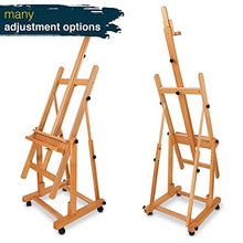 Load image into Gallery viewer, Artina Professional Studio Easel Seattle – Wooden Display Easel on Wheels for The Studio and for a Canvas up to 133.8“