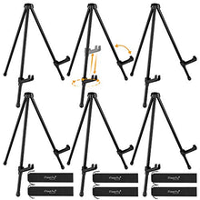 Load image into Gallery viewer, Magicfly 6 Pack Tabletop Easel, 14" High Black Steel Table Top Easels for Display, Adjustable & Portable Tripod Easel with 6 Storage Bags, for Paintings, Signs, Posters
