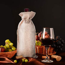 Load image into Gallery viewer, Burlap Wine Bag, 12 Pieces Wine Bottle Gift Bags with Drawstring for Wedding, Party Favors, Christmas, Holiday and Wine Tasting Party Supplies (Natural)