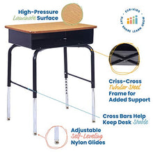 Load image into Gallery viewer, ECR4Kids 24" x 18" Adjustable Open Front Student Metal Book Box, DESK, 1-Pack, Black and Oak