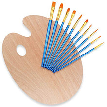 Load image into Gallery viewer, Yexpress Oval Shaped Wooden Palette,Large Scale Sketchpad (11.8" x 15.7") with 10 Pcs Professional Painting Brushes Set