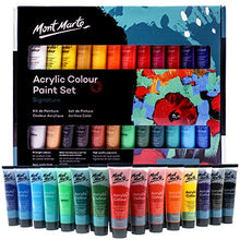 Load image into Gallery viewer, Mont Marte Acrylic Paint Set 24 Colours 36ml, Perfect for Canvas, Wood, Fabric, Leather, Cardboard, Paper, MDF and Crafts