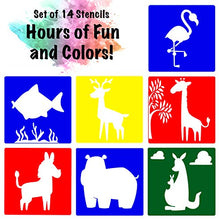 Load image into Gallery viewer, Animal Stencils for Kids - Washable Stencil Set - Stencils for Kids - Large Animal Stencils for Kids - Drawing Stencils - Kids Stencils - Art Stencils - Plastic Stencils for Kids (14 Pack, 8" by 8")