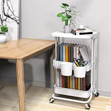 Load image into Gallery viewer, Bextsrack 3-Tier Rolling Utility Cart with Wheels, Multi-Purpose Rolling Storage Carts with Cover Plate and Handle, Mobile Storage Organizer for Kitchen, Bathroom, Office, White