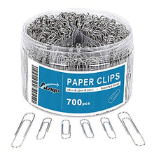 Load image into Gallery viewer, 700 Paper Clips,Medium and Jumbo Size,Paperclips for Office School and Personal Use(28 mm,33mm,50 mm) (Silver)