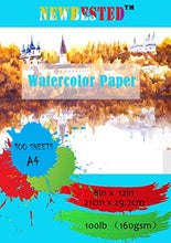 Load image into Gallery viewer, 100Sheets Newbested White Watercolor Paper Cold Press Cut Bulk Pack for Beginning Artists or Students. (10 x 7 Inch) (12 x 8 INCH)