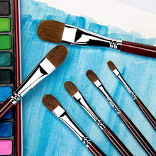 Load image into Gallery viewer, Red Pure Weasel Sable Hair Artist Brushes Filbert Brush Set For Acrylic Oil Gouche and Watercolor Painting Wooden Handle 6Pcs