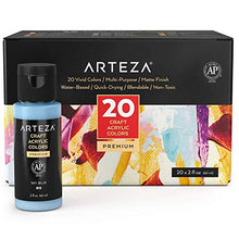 Load image into Gallery viewer, Arteza Craft Acrylic Paint, Set of 20 Colors, 2oz/60 ml Bottles, Water-Based, Matte Finish Paints, Art Supplies for Art & DIY Projects on Glass, Wood, Ceramics, Fabrics, Leather, Paper & Canvas