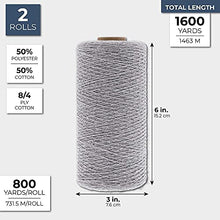 Load image into Gallery viewer, Grey Cotton Loom Warm Thread Rolls, 800 Yards Each (2 Pack, 1600 Yards)