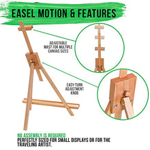 Load image into Gallery viewer, U.S. Art Supply Topanga 31" High Tabletop Wood Folding A-Frame Artist Studio Easel (Pack of 4) - Adjustable Beechwood Tripod Display Stand, Holds Up To 27" Canvas - Portable Table Desktop Holder
