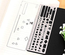 Load image into Gallery viewer, Bullet Journal Stencil Set,Ruler Drawing Painting Hollow Template Icon Tools DIY Kit for Scrapbook Album Card Planner Journal Making(Stainless Steel,4pcs with Different Icons)