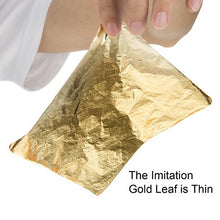 Load image into Gallery viewer, Bememo 100 Sheets Imitation Gold Leaf for Arts, Gilding Crafting, Decoration, 5.5 by 5.5 Inches