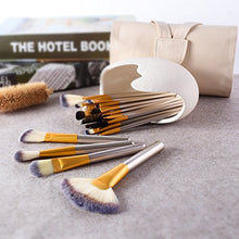 Load image into Gallery viewer, Make up Brushes, VANDER LIFE 24pcs Premium Cosmetic Makeup Brush Set for Foundation Blending Blush Concealer Eye Shadow, Cruelty-Free Synthetic Fiber Bristles, Travel Makeup bag Included, Champagne