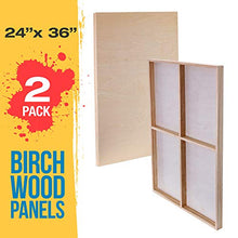 Load image into Gallery viewer, U.S. Art Supply 24" x 36" Birch Wood Paint Pouring Panel Boards, Gallery 1-1/2" Deep Cradle (Pack of 2) - Artist Depth Wooden Wall Canvases - Painting Mixed-Media Craft, Acrylic, Oil, Encaustic