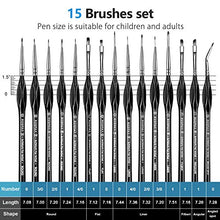 Load image into Gallery viewer, Rosmax Acrylic Paint Brushes Set Series X 15PCS Miniature Paint Brushes, Fine Detailing for Acrylics, Oils, Watercolors & More, Nylon Hair, Black