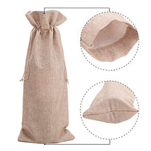 Load image into Gallery viewer, Burlap Wine Bag, 12 Pieces Wine Bottle Gift Bags with Drawstring for Wedding, Party Favors, Christmas, Holiday and Wine Tasting Party Supplies (Natural)