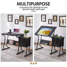 Load image into Gallery viewer, YAHEETECH Adjustable Drafting Table Drawing/Draft/Art/Craft Table/Desk with Stool and Storage Drawers Art Studio Design Work Station