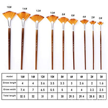 Load image into Gallery viewer, Wode Shop 9 Pieces Artist Fan Brushes Set, Nylon Hair Wood Long Handle Paint Brush for Acrylic Watercolor Oil Painting