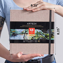 Load image into Gallery viewer, Arteza Watercolor Sketchbooks, 8.25x8.25-inch, 2-Pack, 68 Sheets, Beige Art Journal, Hardcover 110lb Paper Book, Watercolor Sketchbook for Use as Travel Journal and Mixed Media Pad