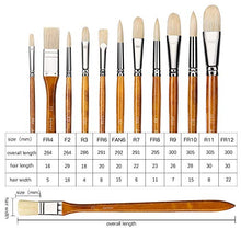 Load image into Gallery viewer, Fuumuui 11pcs Professional Paint Brush Set, 100% Natural Chungking Hog Bristle Artist Brushes for Acrylic and Oils Painting with a Free Carrying Box