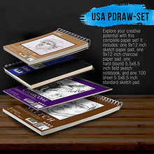 Load image into Gallery viewer, U.S. Art Supply Set of 4 Different Stylesof Sketching and Drawing Paper Pads (242 Sheets Total) - 2 Each 5.5" x 8.5" and 9" x 12" Premium Spiral Bound Sketch, Draw, Charcoal Pencil, Mixed Media Pads