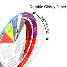Load image into Gallery viewer, 2 Pieces Color Wheel, Paint Mixing Learning Guide Art Class Teaching Tool Color Wheels for Makeup Blending Board Chart Color Mixed Guide Mix Colours (5.5 Inch/ 14 cm)