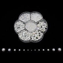 Load image into Gallery viewer, Approx 5600pcs Mixed Size DIY Half Pearl Bead Flat Back Plastic Craft Plastic Box (AB White)