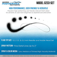 Load image into Gallery viewer, Master Airbrush Master Performance G233 Pro Set with 3 Nozzle Sets (0.2, 0.3 & 0.5mm Needles, Fluid Tips and Air Caps) - Dual-Action Gravity Feed Airbrush, 1/3 oz Cup, Cutaway Handle