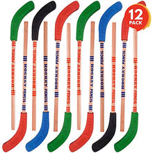 Load image into Gallery viewer, ArtCreativity Hockey Pencils for Kids and Adults - Set of 12 - Includes 9 Inch Pencils with Eraser Topper - Unique School Stationary Supplies - Birthday Party Favor for Boys and Girls, Classroom Prize