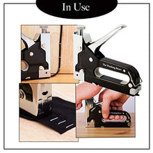 Load image into Gallery viewer, STAPLE GUN FOR UPHOLSTERY WITH STAPLE - 2400 STAPLES - STAPLE GUN FOR WOOD, UPHOLSTERY, FURNITURE, CABLES, CRAFTS AND CARPET - STAPLE GUN HEAVY DUTY - U-TYPE, T-TYPE, D-TYPE SHAPED STAPLES