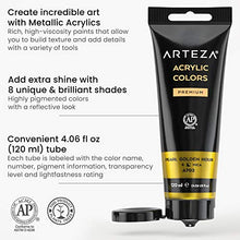 Load image into Gallery viewer, Arteza Metallic Acrylic Paint, Set of 8 Jewel Tones Colors in 4.06oz Tubes, Rich Pigments, Non Fading, Non Toxic Paints for Artists, Hobby Painters & Kids, Ideal for Canvas Painting & Crafts