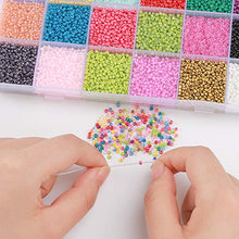 Load image into Gallery viewer, DICOBD 28800pcs 2mm Glass Seed Beads, 24 Color Small Craft Beads for Bracelets Jewelry Making and Crafts, with a Storage Box