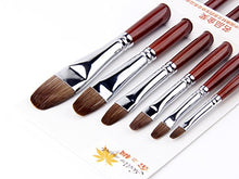 Load image into Gallery viewer, Red Pure Weasel Sable Hair Artist Brushes Filbert Brush Set For Acrylic Oil Gouche and Watercolor Painting Wooden Handle 6Pcs