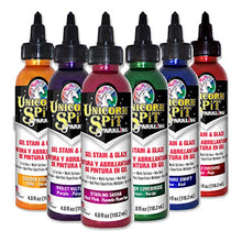 Load image into Gallery viewer, Unicorn SPiT Gel Stain & Glaze Paint in One Bundle with Famowood Glaze Coat Kit, and Purple Turtle Products Accessory Kit (Sparkle Spit All 6, 4 oz)