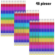 Load image into Gallery viewer, 48 Pieces Rainbow Color Pencils Colorful Wood Pencils Bright Round Pencils with Eraser Top for Home Office School Classroom Supplies