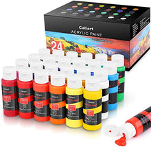 Load image into Gallery viewer, Acrylic Paint Set, Caliart 24 Vivid Colors (59ml, 2oz) Art Craft Paint Supplies for Canvas Wood Ceramic Rock Painting, Rich Pigments Non Toxic Paints for Kids Beginners Students Adults Artist Painter