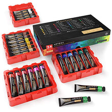 Load image into Gallery viewer, Arteza Gouache Paint, Set of 24 Colors/Tubes (24x12ml/0.4oz) with Storage Box, Rich Pigments, Vibrant, Non Toxic Paints for The Professional Artist, Hobby Painters & Kids, Ideal for Canvas Painting