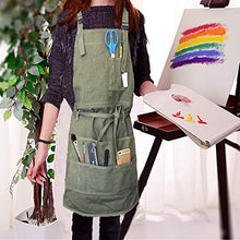 Load image into Gallery viewer, Artist Canvas Apron with Pockets Painting Apron Adjustable Neck Strap/Waist Ties Painter Aprons for Women Men Art Gardening Apron Adjustable M-XXL